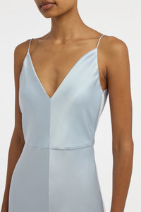 Brigita Slip Dress in Light Blue Silk Satin