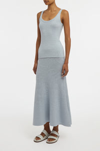 Manni Knit Maxi Skirt in Light Blue Cashmere