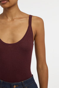 Cinxia Knit Tank Top in Bordeaux Cashmere Silk with Hemp