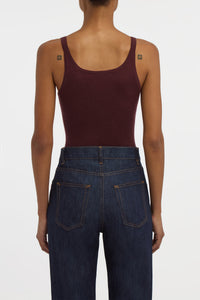 Cinxia Knit Tank Top in Bordeaux Cashmere Silk with Hemp