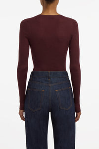 Aiste Knit Cardigan in Bordeaux Cashmere Silk with Hemp