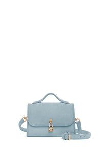 Small Leonora Flap Bag in Light Blue Suede