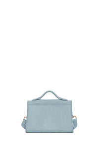 Small Leonora Flap Bag in Light Blue Suede