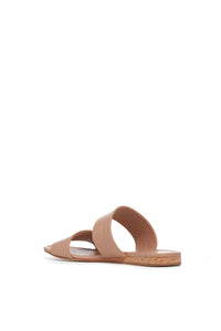 Lora Flat Sandal in Dark Camel Nappa Leather
