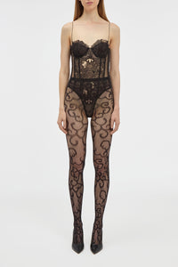 Bellarose Bodysuit in Black Silk Organza Lace