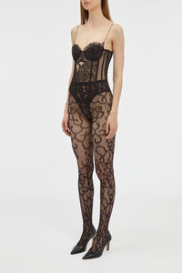Bellarose Bodysuit in Black Silk Organza Lace