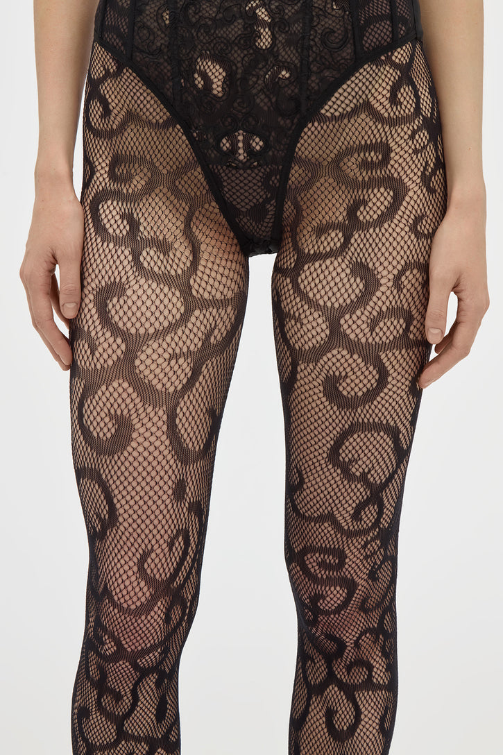 Chorley Tights in Black Recycled Polyester Lace