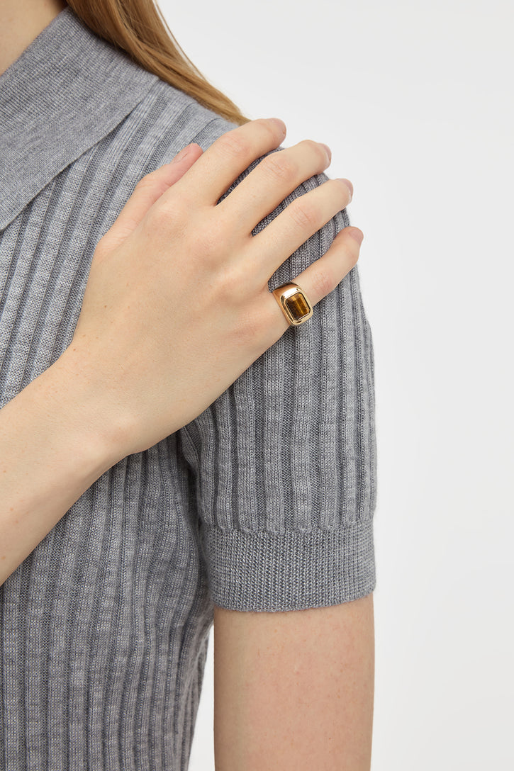 Large Ring in 18K Yellow Gold & Tiger's Eye Stone
