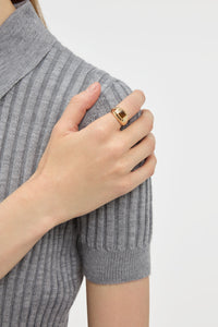 Medium Ring in 18K Yellow Gold & Tiger's Eye Stone