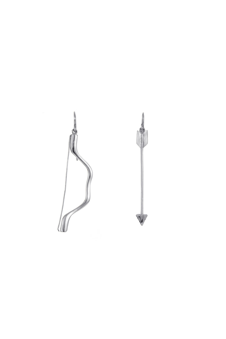 Bow and Arrows Earrings in 18K White Gold