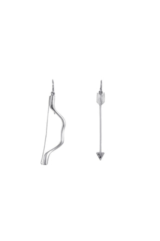 Bow and Arrows Earrings in 18K White Gold