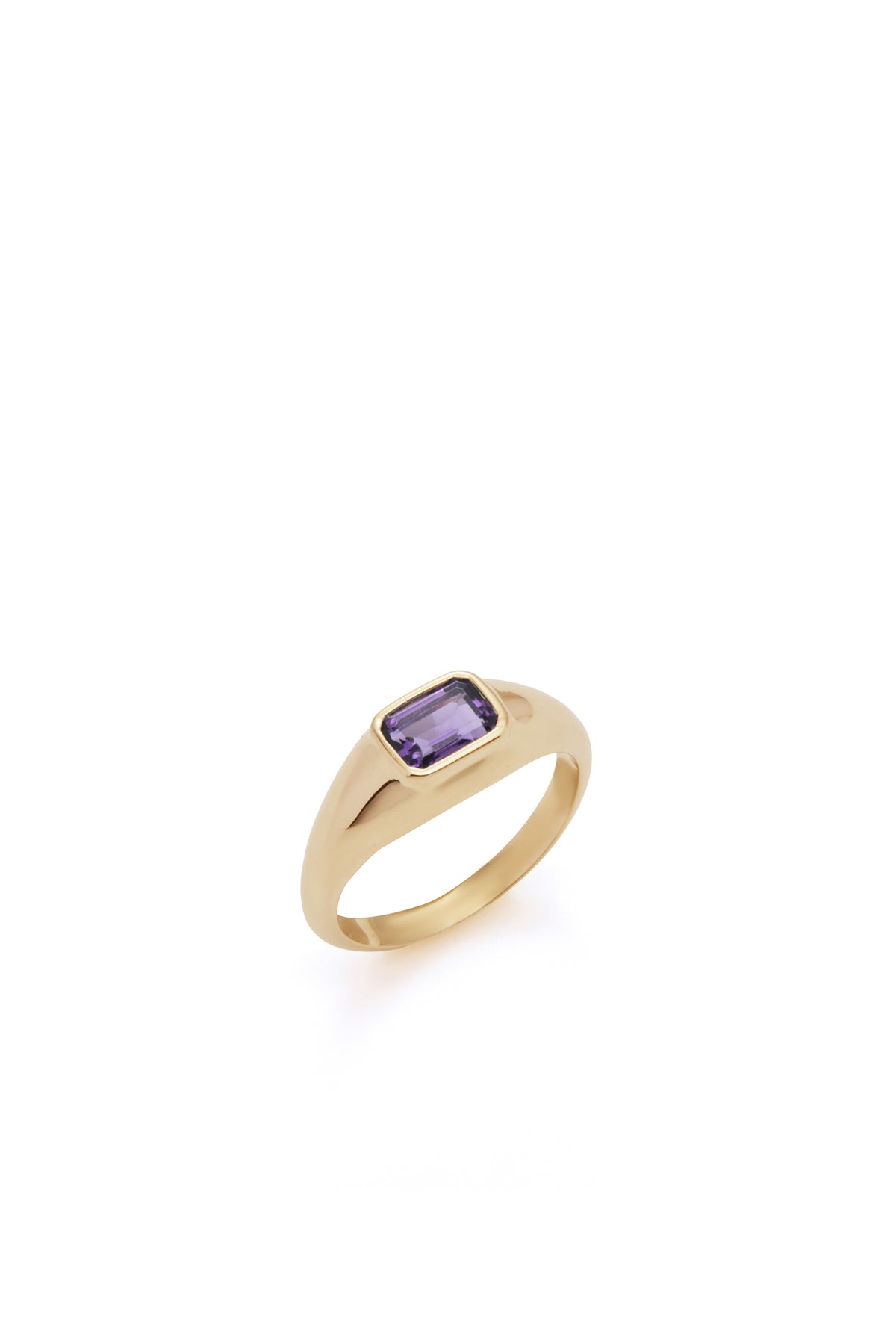 Small Ring in 18K Yellow Gold & Amethyst Stone