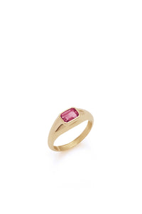 Pink Tourmaline 18K Yellow Gold Ring - Side Angle | Gabriela Hearst