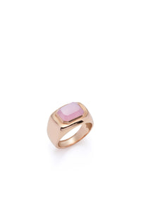 Large Ring in 18K Rose Gold & Rose Quartz Stone