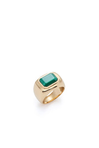 Large Ring in 18K Yellow Gold & Malachite Stone