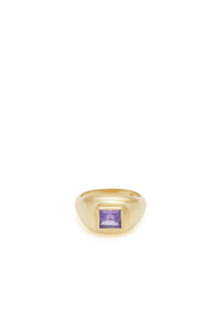 Medium Ring in 18K Yellow Gold & Amethyst Stone