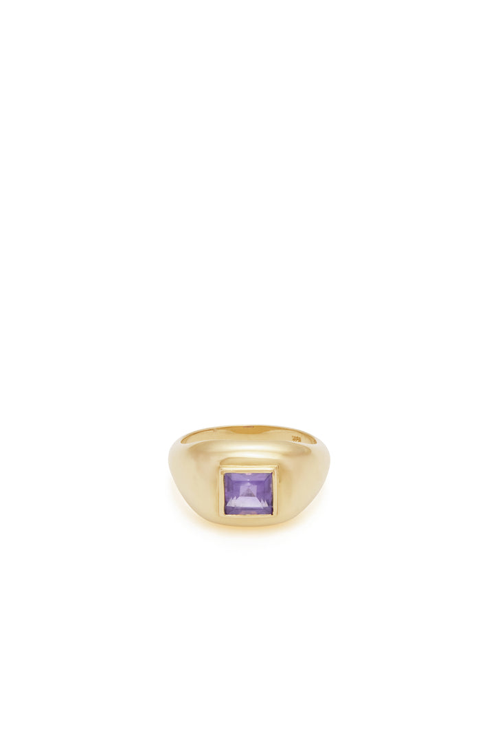 Medium Ring in 18K Yellow Gold & Amethyst Stone