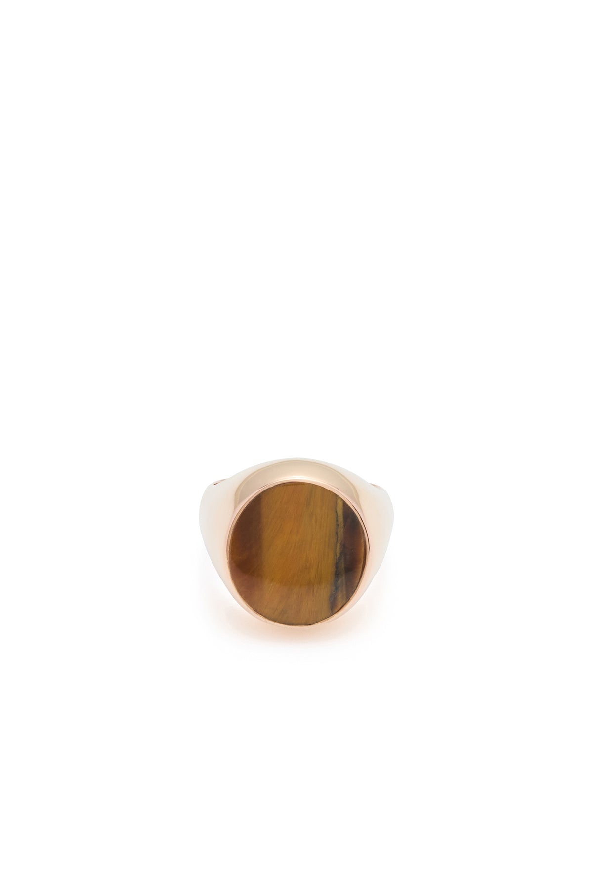 Signet Ring in 18K Rose Gold & Tiger's Eye Stone with Brown Diamond