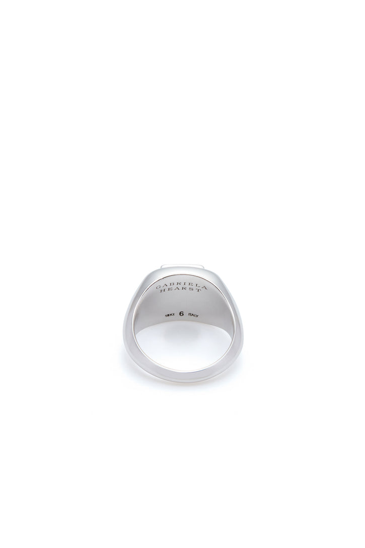 Medium Ring in 18K White Gold & Pink Marble Stone