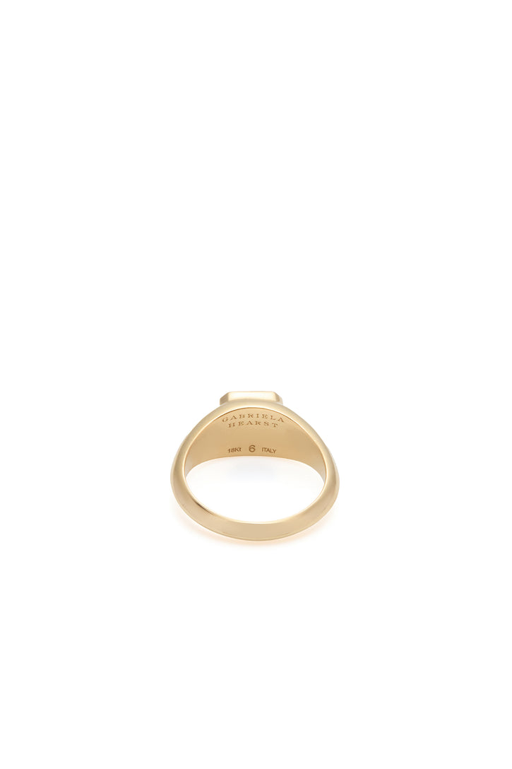 Small Ring in 18K Yellow Gold & Howlite Stone