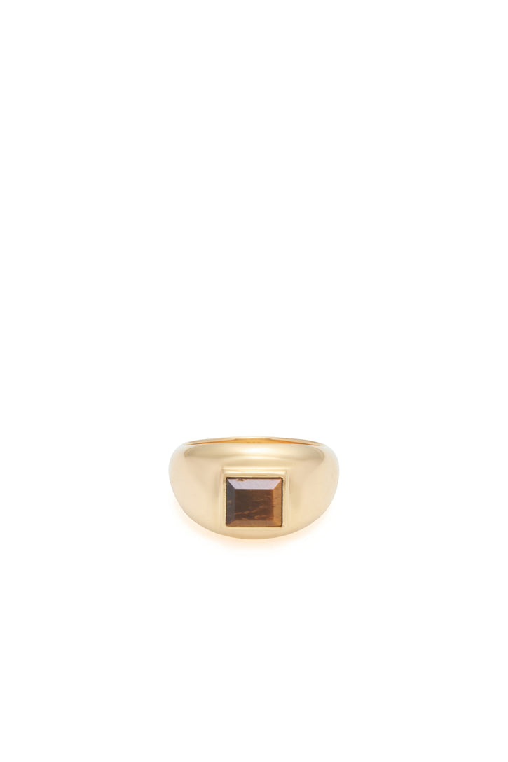 Medium Ring in 18K Yellow Gold & Tiger's Eye Stone