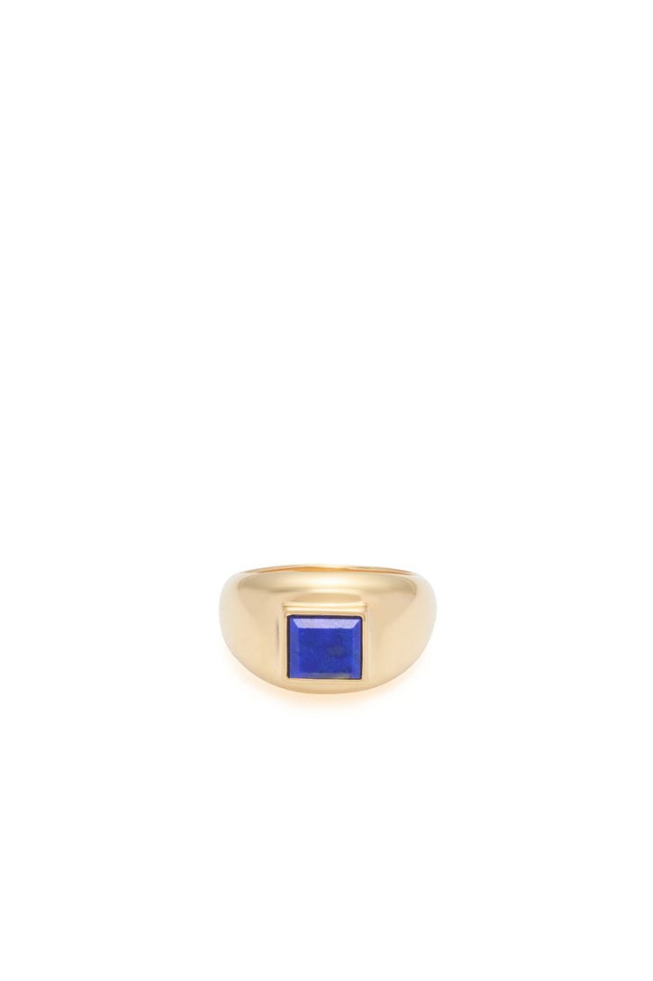 Medium Ring in 18K Yellow Gold & Lapis Stone