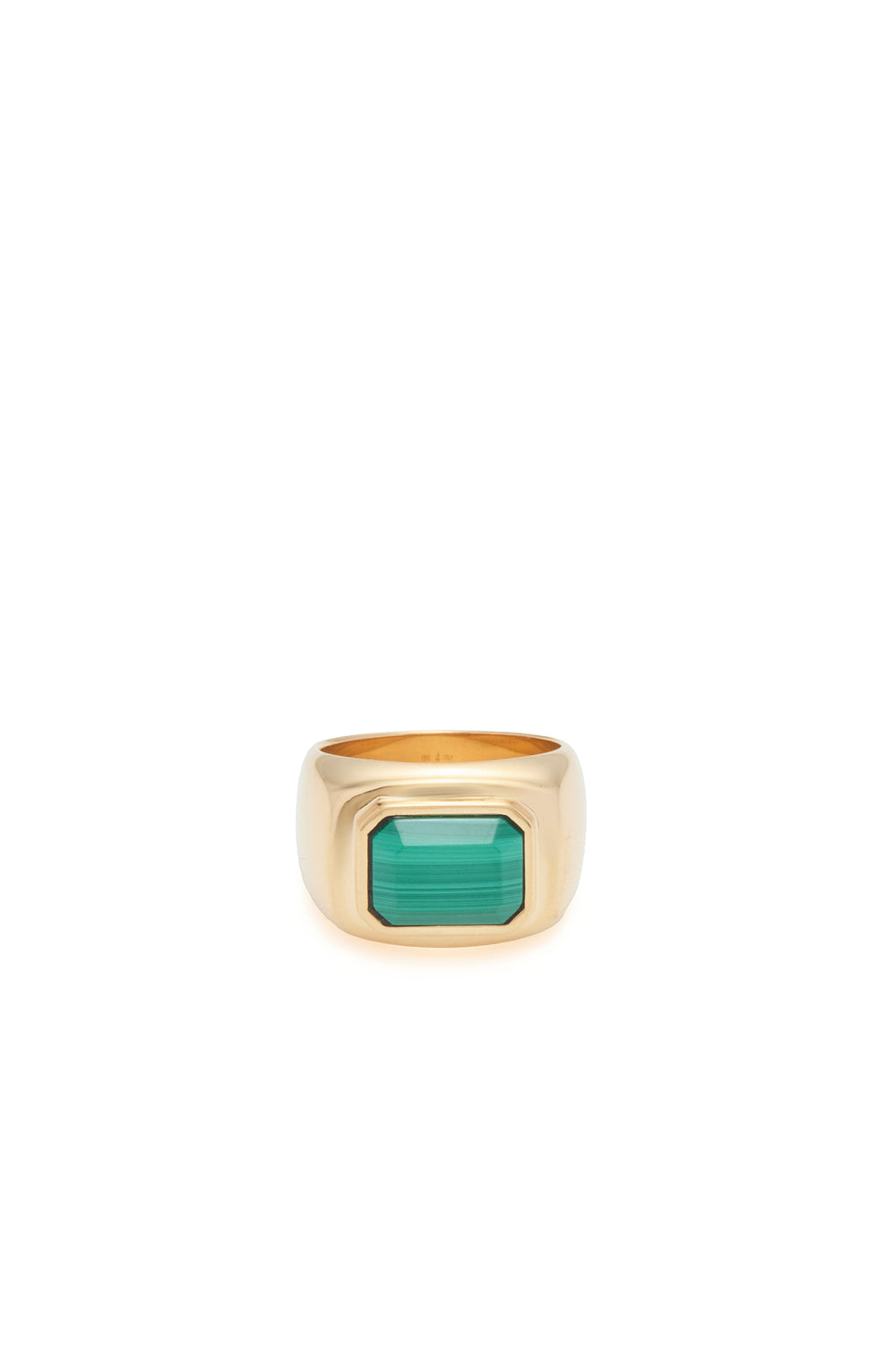 Large Ring in 18K Yellow Gold & Malachite Stone