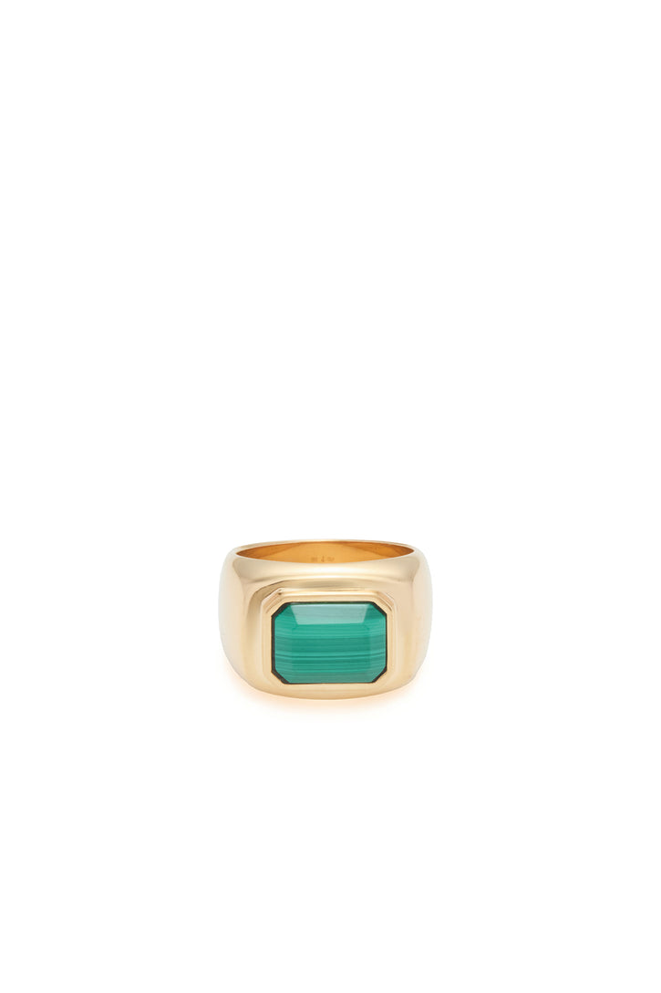 Large Ring in 18K Yellow Gold & Malachite Stone