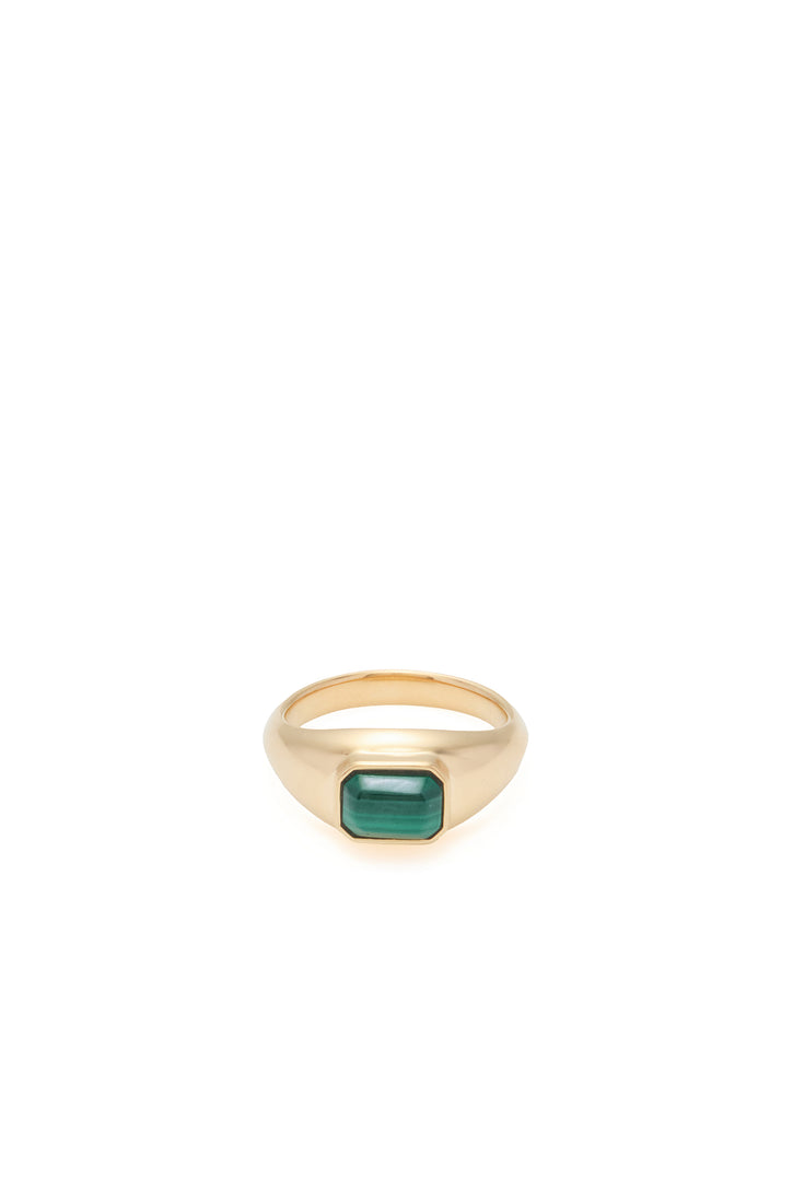 Small Ring in 18K Yellow Gold & Malachite Stone