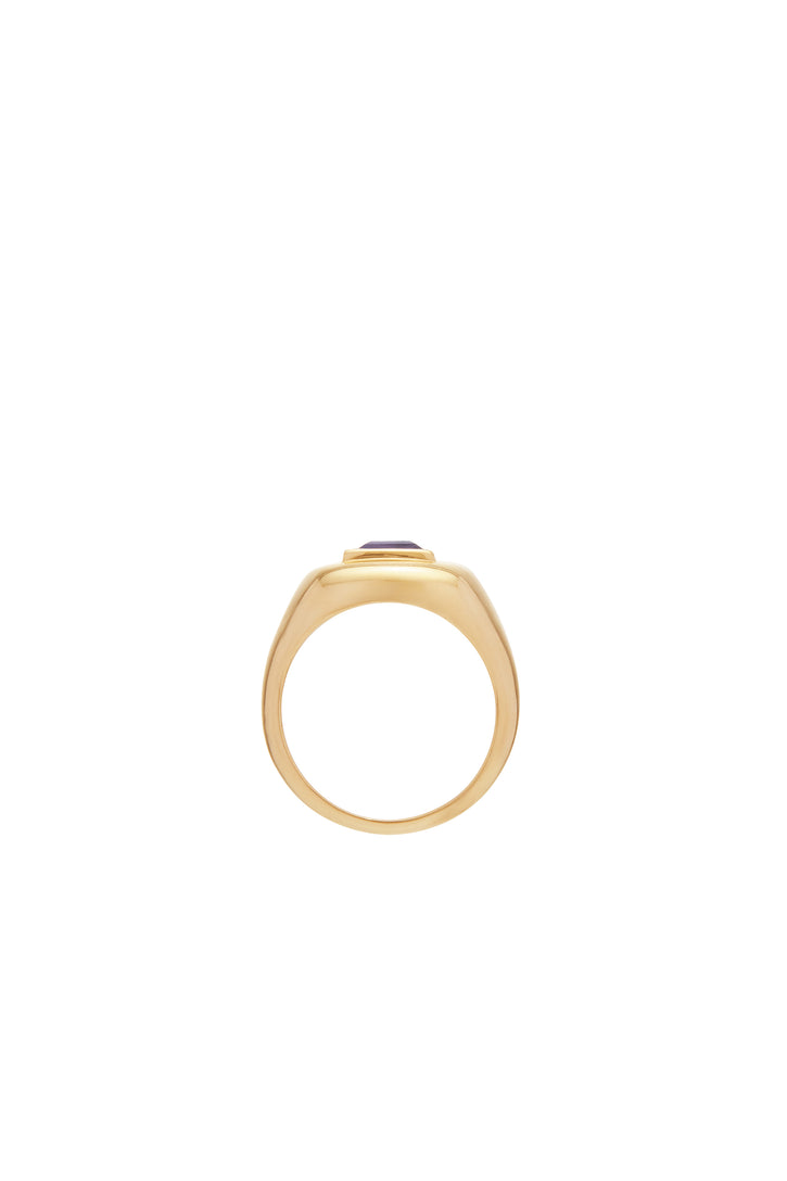 Medium Ring in 18K Yellow Gold & Amethyst Stone