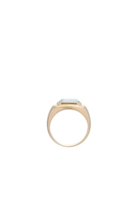 Large Ring in 18K Yellow Gold & Howlite Stone