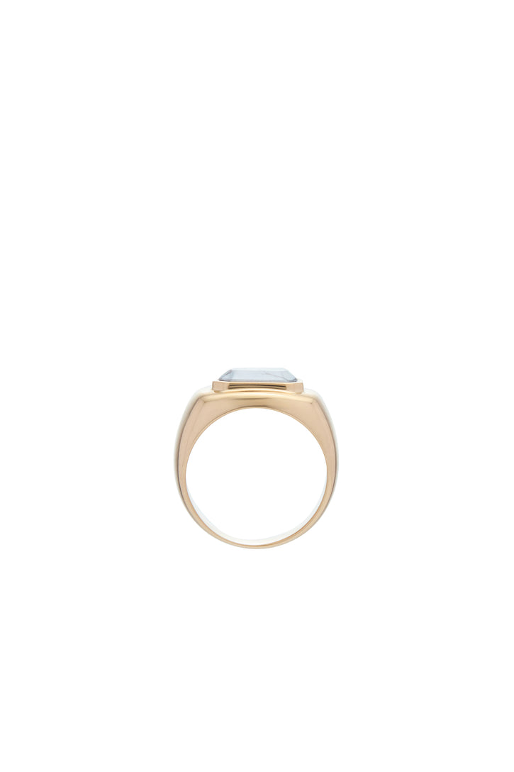 Large Ring in 18K Yellow Gold & Howlite Stone