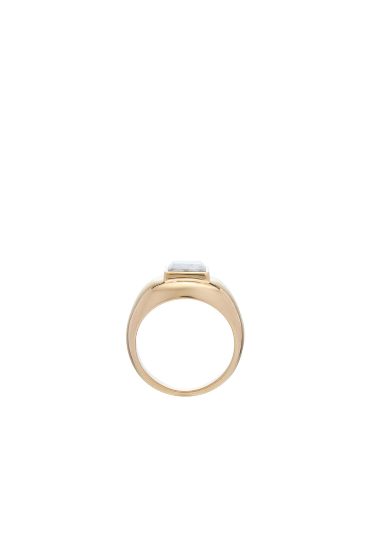 Medium Ring in 18K Yellow Gold & Howlite Stone