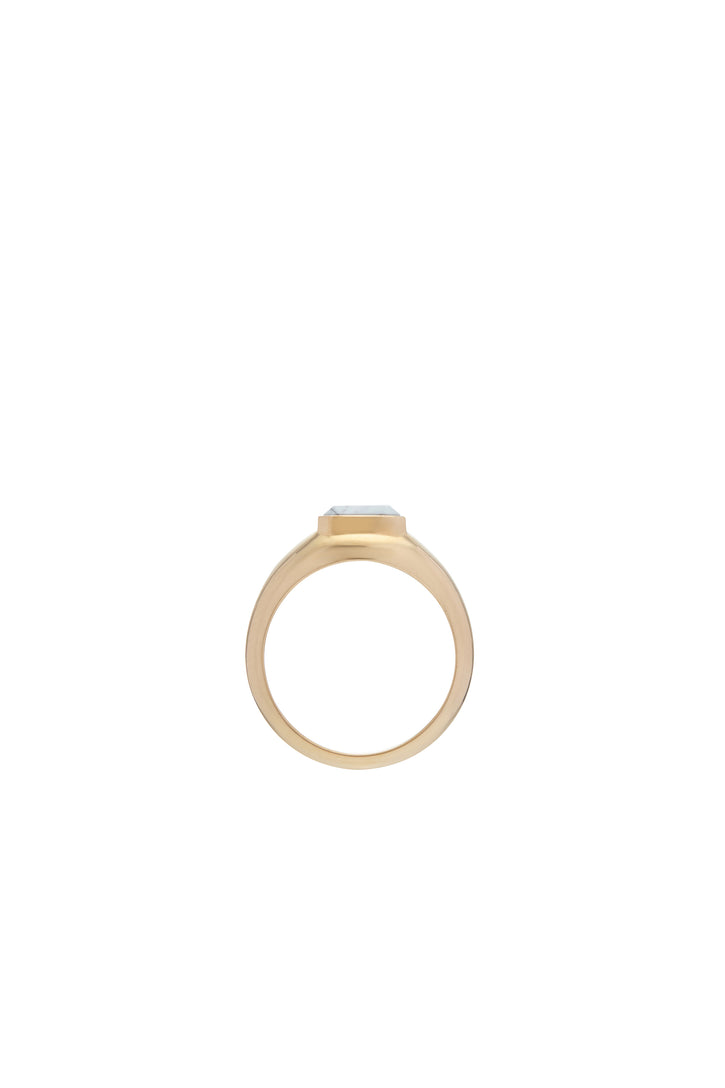 Small Ring in 18K Yellow Gold & Howlite Stone