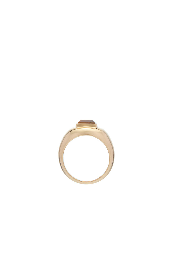 Medium Ring in 18K Yellow Gold & Tiger's Eye Stone