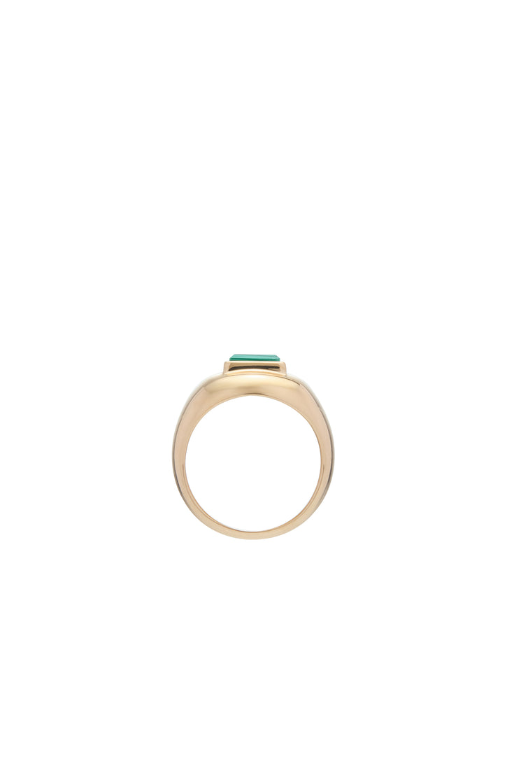 Medium Ring in 18K Yellow Gold & Malachite Stone