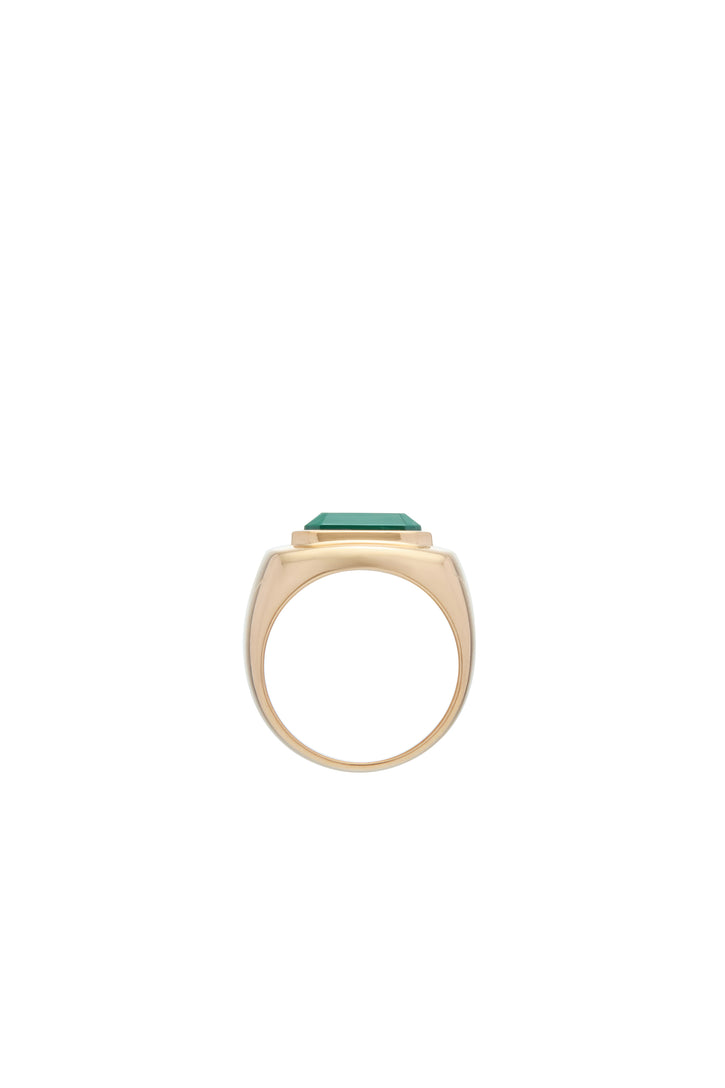 Large Ring in 18K Yellow Gold & Malachite Stone