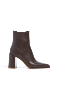 Luke High Heel Ankle Boot in Chocolate Leather