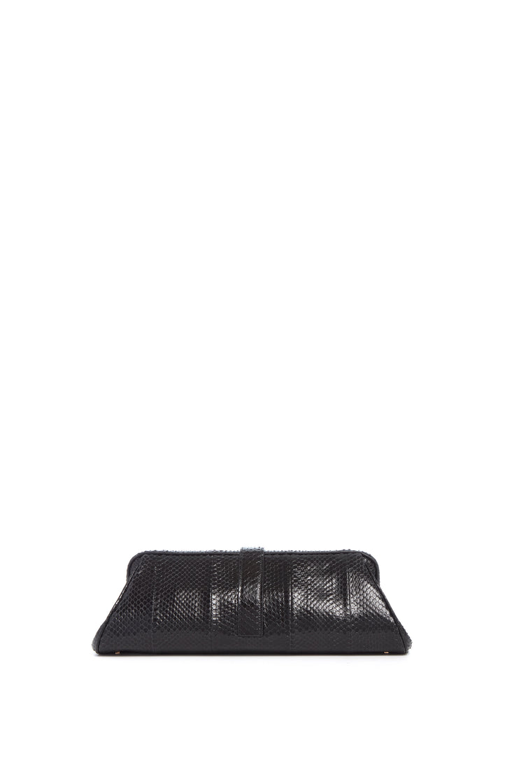Paola Clutch in Black Snakeskin