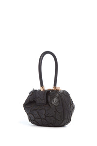 Demi Embroidered Leaves Bag in Black Nappa Leather