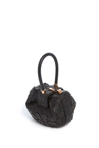 Demi Embroidered Leaves Bag in Black Nappa Leather