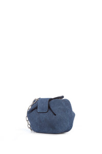 Soft Demi Clutch in Medium Blue Suede Denim