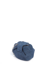 Soft Demi Clutch in Medium Blue Suede Denim