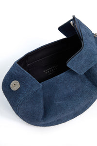 Soft Demi Clutch in Medium Blue Suede Denim