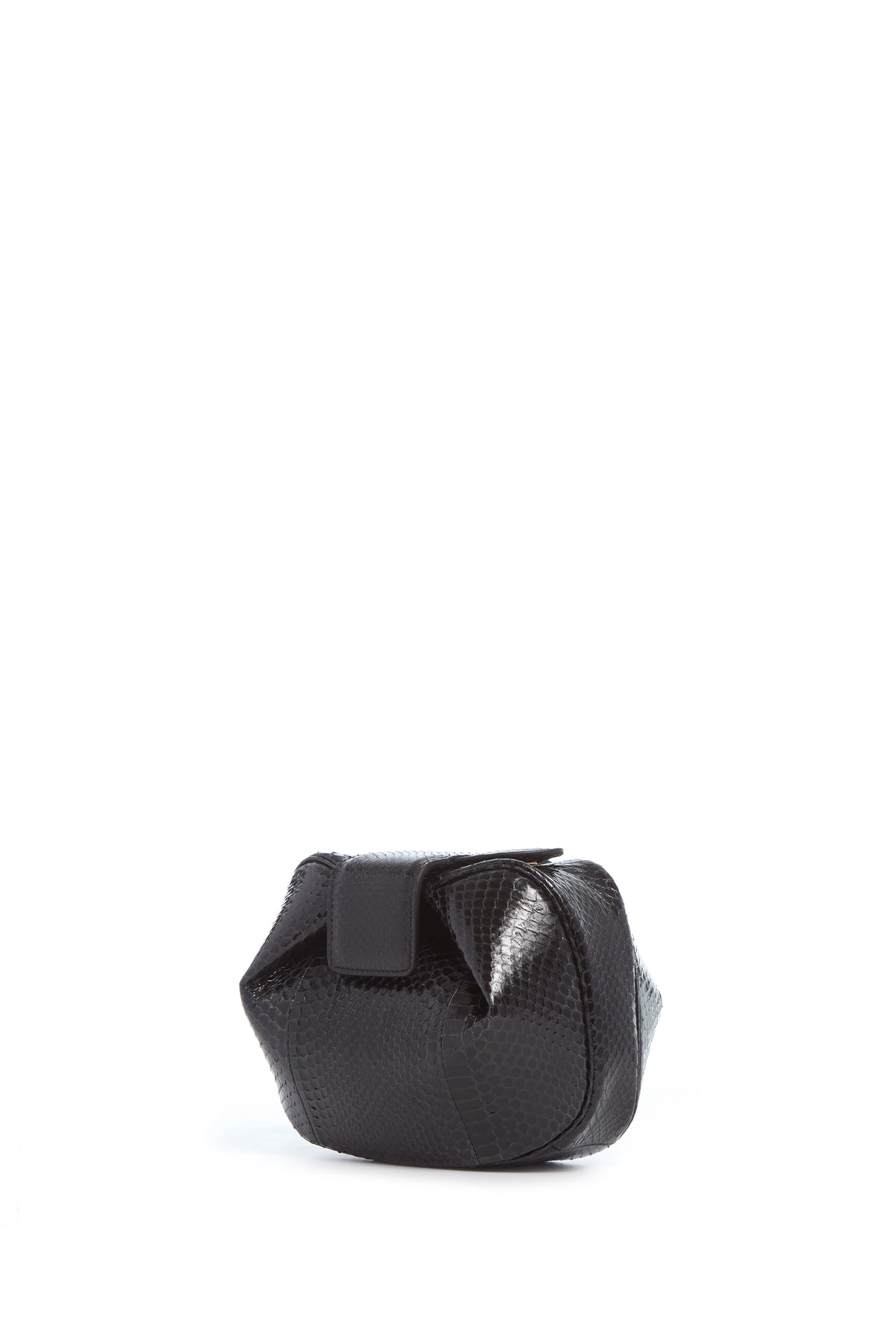 Soft Demi Clutch in Black Snakeskin