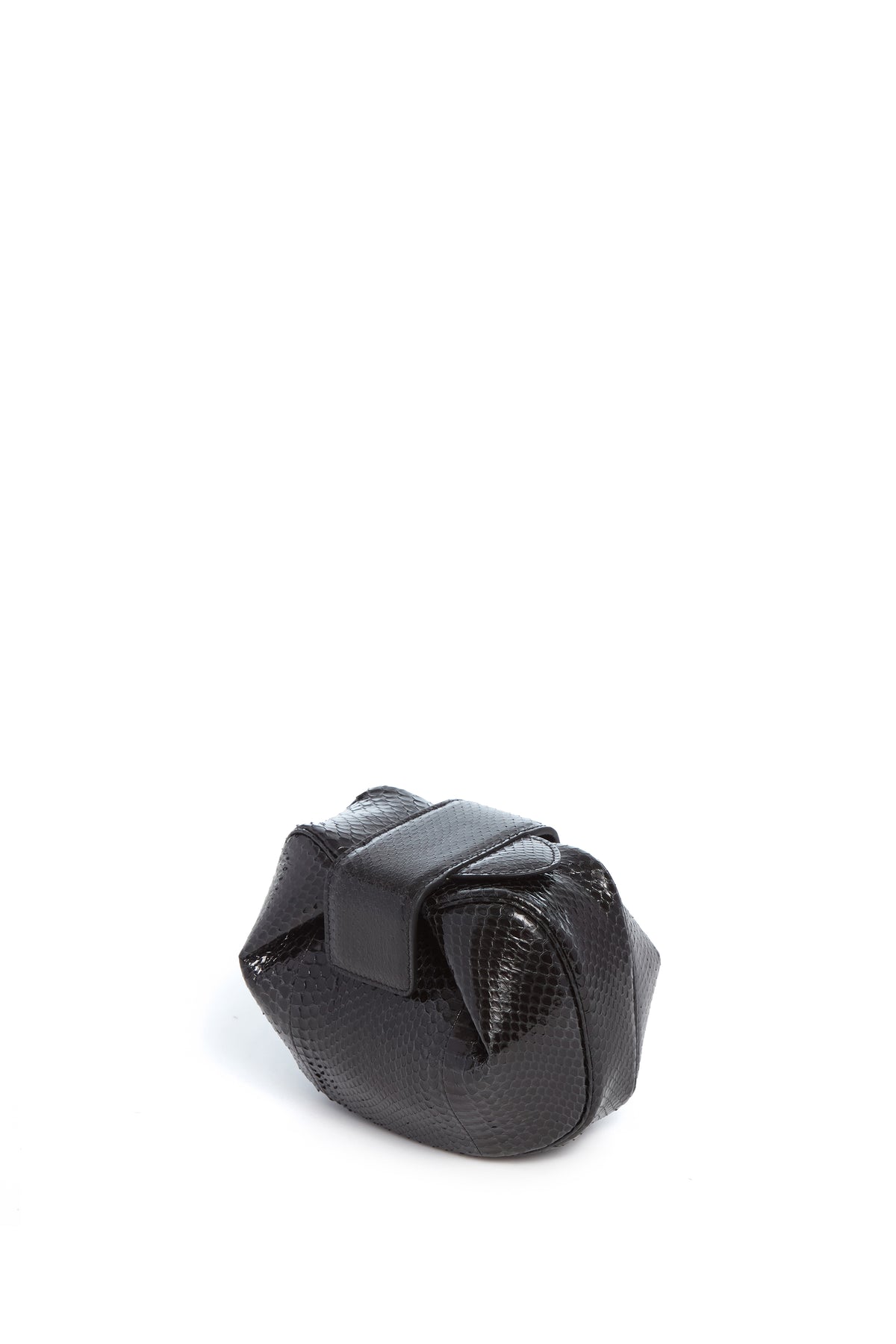 Soft Demi Clutch in Black Snakeskin