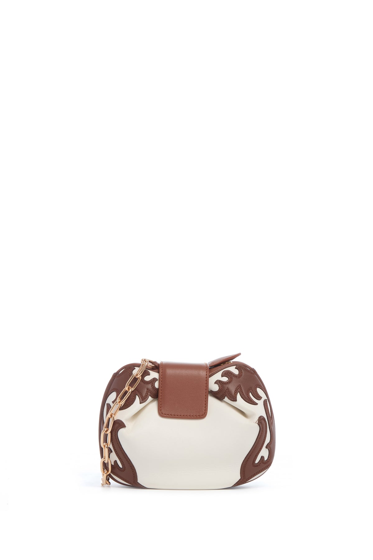 Soft Demi Western Clutch with Chain in Ivory Multi Nappa Leather