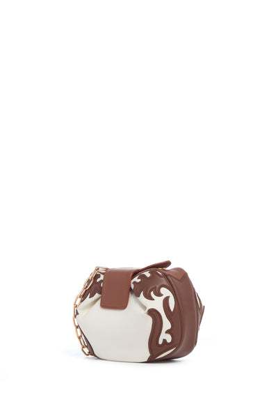 Soft Demi Western Clutch with Chain in Ivory Multi Nappa