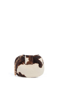 Soft Demi Clutch with Chain in Ivory Cognac Multi Nappa Leather