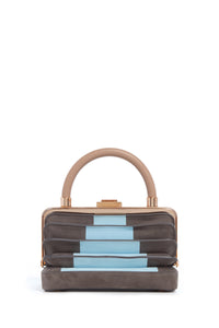 Diana Bag in Grey & Light Blue Suede with Nude Nappa Leather Handle
